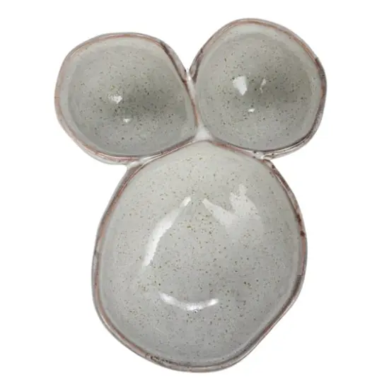 Hello Honey® 8" Cream 3-Section Stoneware Footed Serving Dish {7}