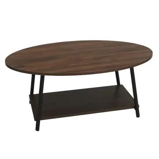 Household Essentials 39" Jamestown Oval Coffee Table Mid Century Walnut {1}