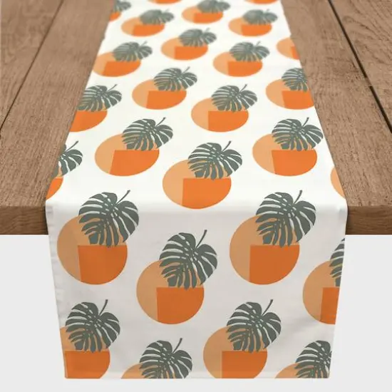 Sun and Palm Leafs 16" x 90" Cotton Twill Runner {1}