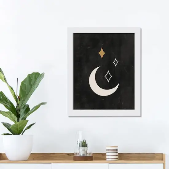 Twinkle Moon Stars 2 11" x 14" White Framed Print Under Plexiglass {4}