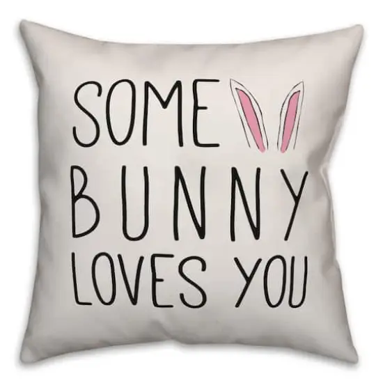 Some Bunny Loves You with Bunny Ears Throw Pillow {1}