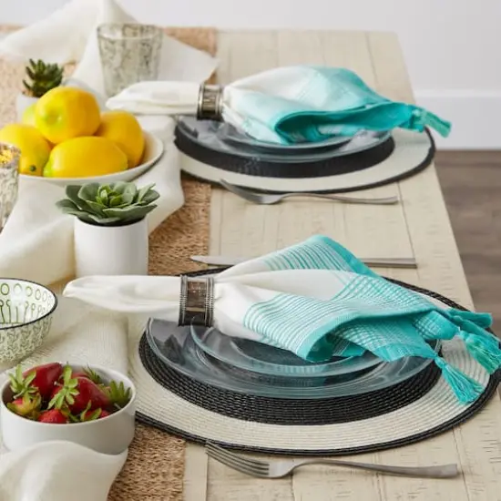 DII&reg; Antique Striped Turquoise Tassel Napkins, 6ct. {5}