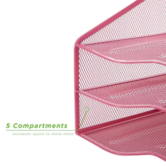 Mind Reader 5-Compartment Desk Organizer Pink {6}