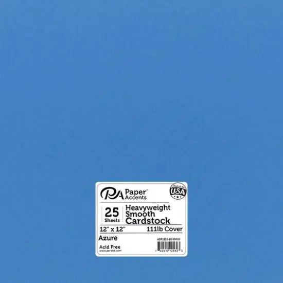 PA Paper™ Accents 12" x 12" 111lb. Smooth Cardstock, 25 Sheets Azure {1}