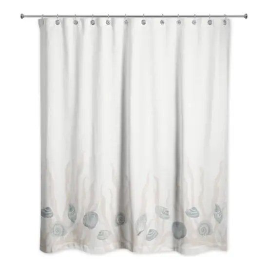 Shell & Coral Border Shower Curtain Blue/Blush/White {3}