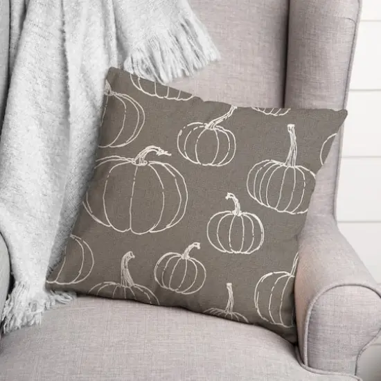 Gray Pumpkin Pattern Throw Pillow {4}