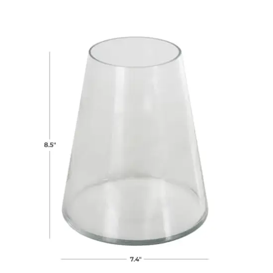 8.5" Clear Glass Wide Cone Shaped Decorative Vase {8}