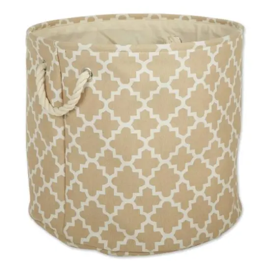 DII&reg; Large Round Polyester Lattice Bin Vintage Linen {1}