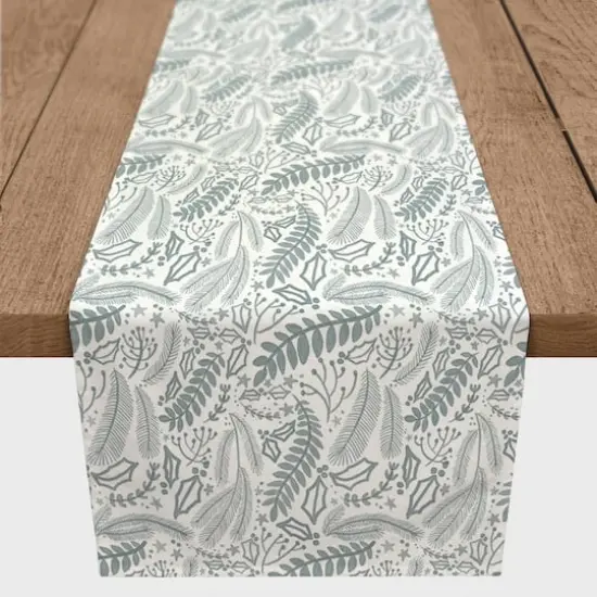 Green Winter Pattern 16" x 72" Cotton Twill Runner {1}