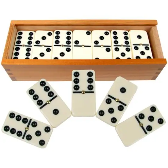 Toy Time Double Six Dominoes Set In Wooden Storage Case {1}