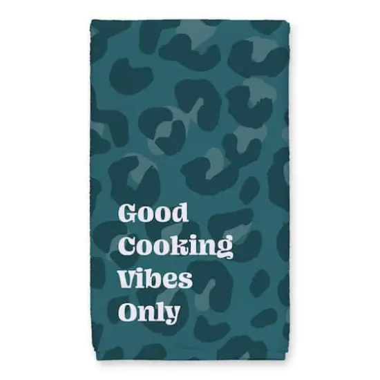 Good Cooking Vibes Only Leopard Tea Towel Set Teal {3}