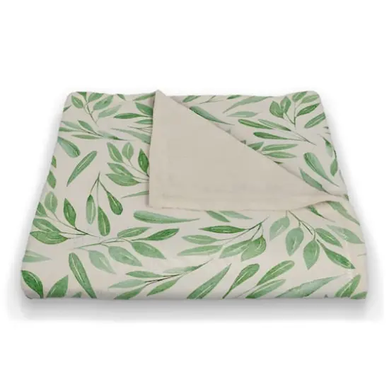 Green Leaf Pattern Fleece Blanket {3}