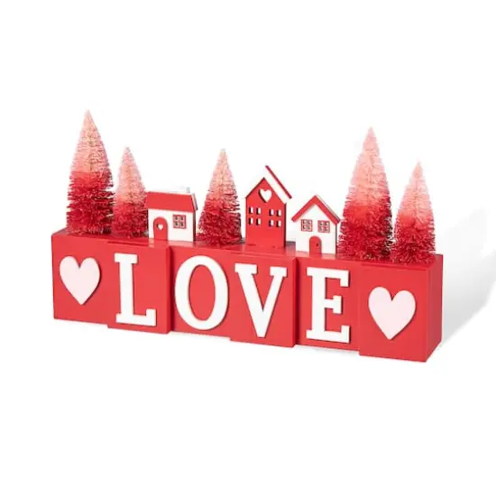 Glitzhome&reg; 14" Valentine's Wooden Love House & Tree Table D&eacute;cor {1}