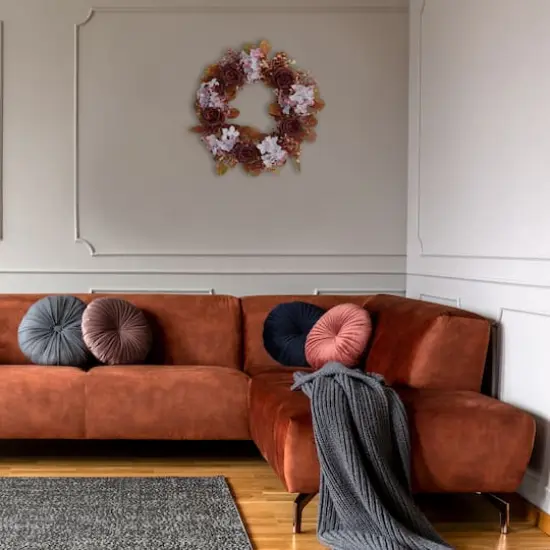 22" Fall Hydrangea & Rose Wreath {4}