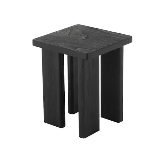 20" Black Handmade Side End Accent Table with Square Tabletop {1}