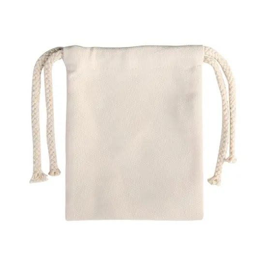 Craft Express 4ct. 4.7" x 6" Beige Drawstring Gift Bags {1}