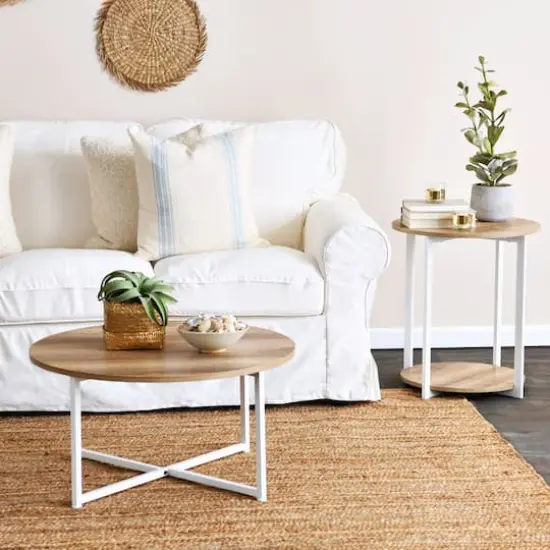 Household Essentials Jamestown 24" Round End Table Coastal Oak {4}