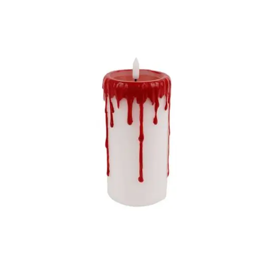 6" Red & White Dripping LED Wax Pillar Candle by Ashland&reg; {5}