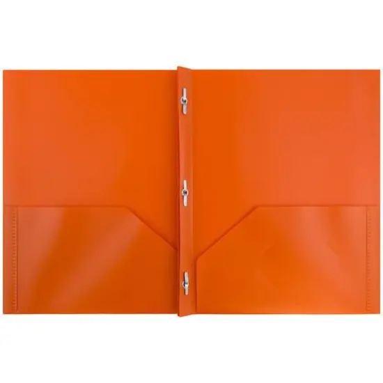 JAM Paper Plastic 2 Pocket POP Folders with Clasps, 12ct. Orange {4}