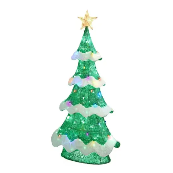 Glitzhome&reg; 74.5"H Lighted Christmas 3D Mesh Tree Outdoor Decor {7}