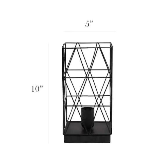 Simple Designs 10" Geometric Square Metal Table Lamp Black {4}