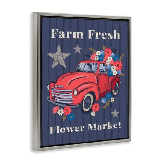 Stupell Industries Farm Fresh Patriotic Market Floater Framed Art Gray {4}