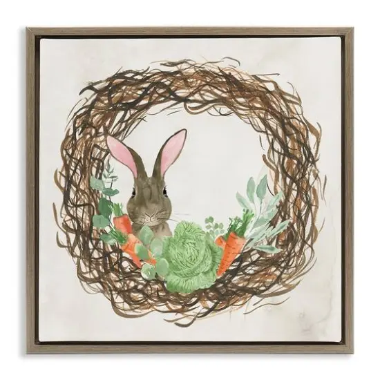 Stupell Industries Spring Easter Wreath Floater Framed Art Brown {1}