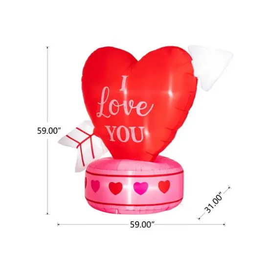 Glitzhome&reg; 5ft. Lighted Valentine's Inflatable Heart D&eacute;cor {9}