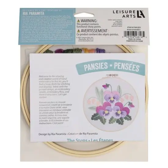Leisure Arts&reg; 6" Pansies Embroidery Kit {3}