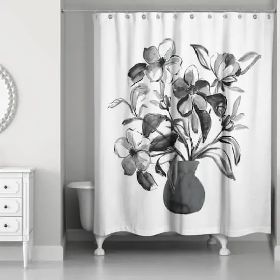 Monochromatic Floral I 71" x 74" Shower Curtain {3}