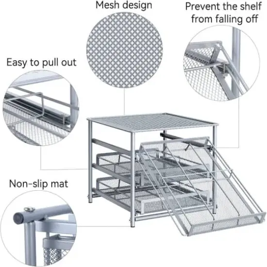 NEX&trade; 3-Tier 18-Bottle Metal Spice Rack with Drawer Organizer {4}