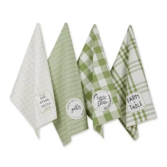 Antique GreenFarm To Table Embellished Dishtowel (Set of 4) {1}