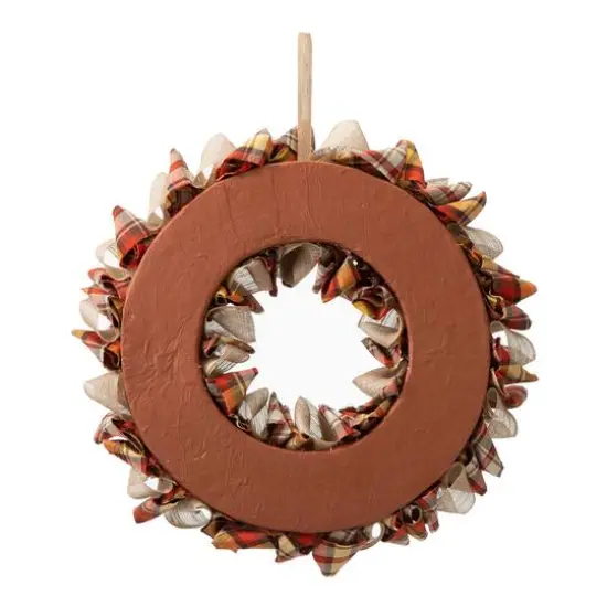 Glitzhome&reg; 18.5" Fall Plaid Fabric Wreath {5}