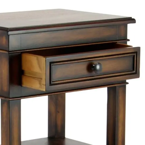 29" Pine Traditional Accent Table Brown {7}