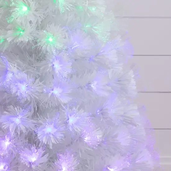 4ft. Fiber Optic Multicolor LED Lights White Pine Artificial Christmas Tree {4}