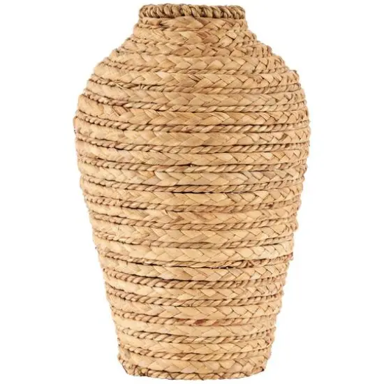 13" Brown Seagrass Handmade Braided Vase {1}