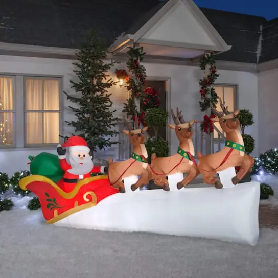 11ft. Airblown® Inflatable Santa's Sleigh with Flying Reindeer {3}