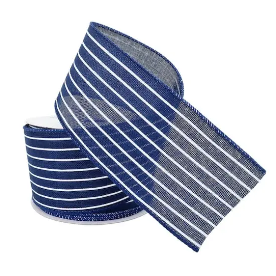 2.5" x 25ft. Faux Linen Wired Pinstripe Ribbon by Celebrate It&trade; D&eacute;cor {5}