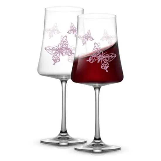 JoyJolt&reg; 21oz. Meadow Butterfly Crystal Red Wine Glasses Set, 2ct. {1}