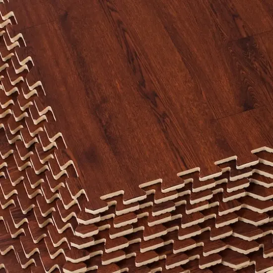 Sorbus 24" Interlocking Floor Tile Mats, 12ct. Mahogany {4}