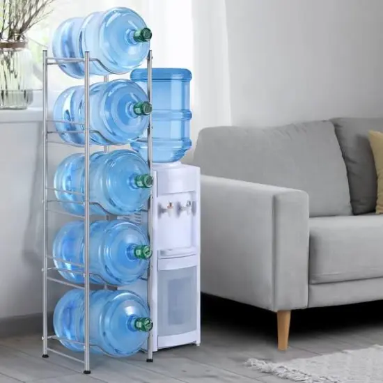 NEX&trade; 5-Tier 5-Gallon Water Bottle Storage Rack Silver {8}