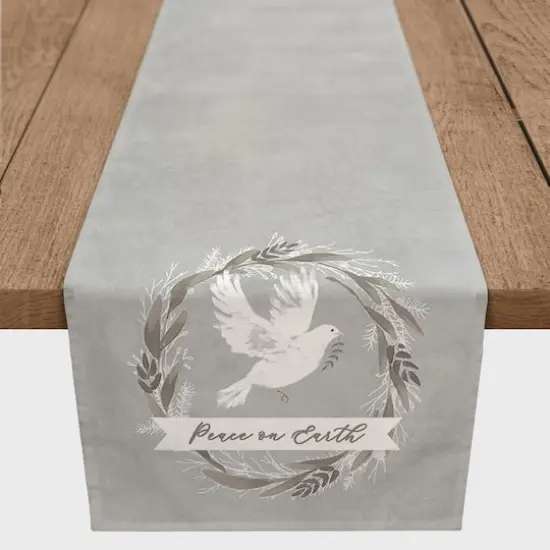 Peace on Earth Dove 16x90 Poly Twill Table Runner {1}