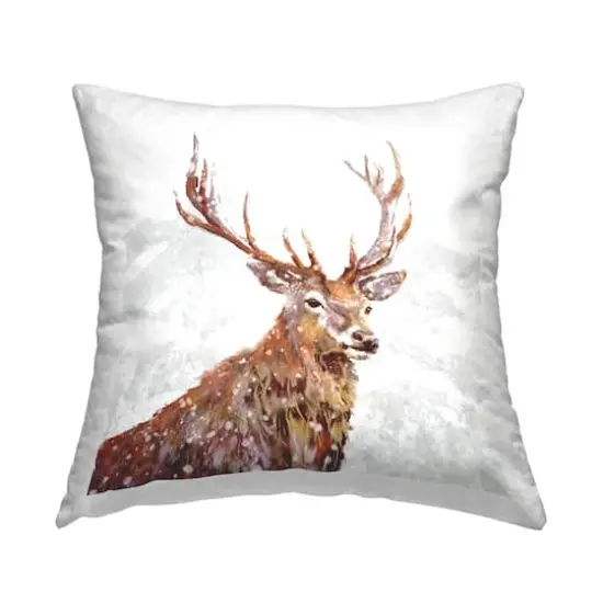 Stupell Industries Deer Portrait Snowy Mountain Scene Throw Pillow {1}