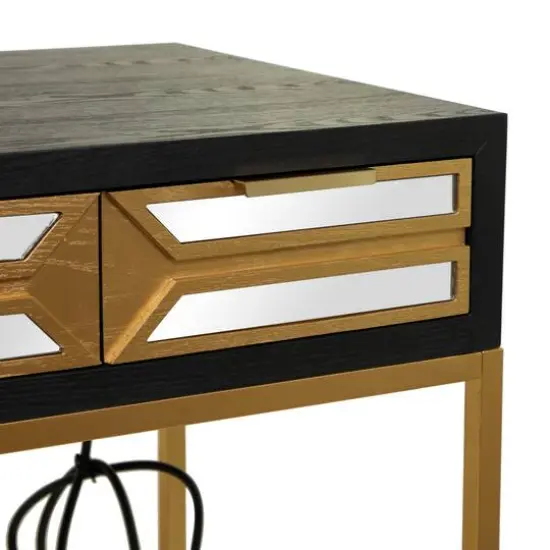 Black Wood Glam Desk, 46" x 20" x 30" {8}