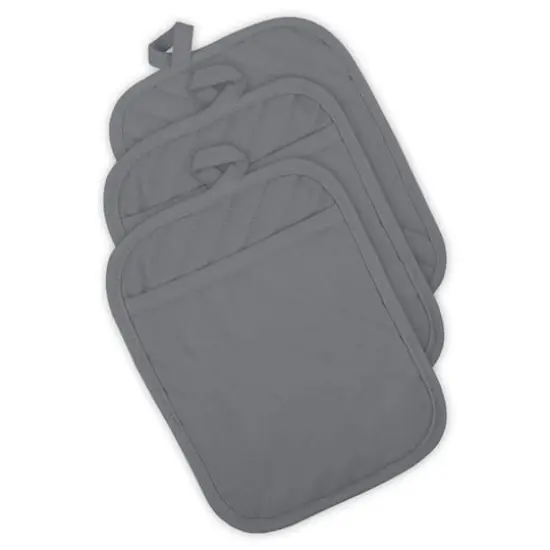 DII&reg; Quilted Potholders, 3ct. Gray {1}