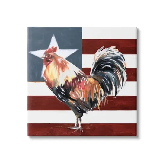 Stupell Industries Americana Rooster Single Star United States Flag Canvas Wall Art {1}