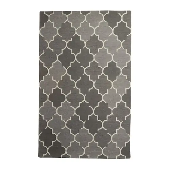 Gray Wool Modern Hand Hooked Rug, 5ft. x 8ft. {1}