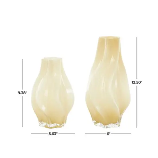 Yellow Glass Wavy Ombre Vase Set {8}