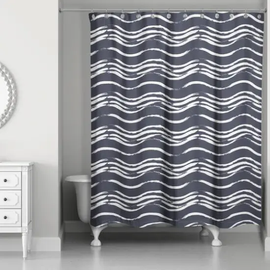 Waves Shower Curtain Navy {1}