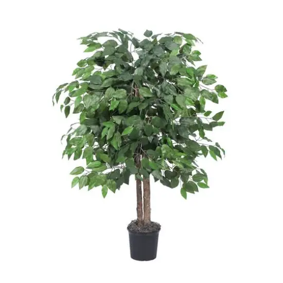4ft. Artificial Ficus Bush with Black Plastic Pot {1}